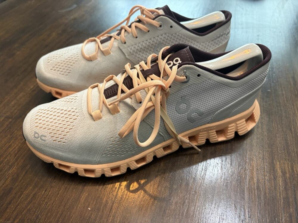 On Running Women's Cloud X Silver Almond Running Shoes Sneakers Size 7.5